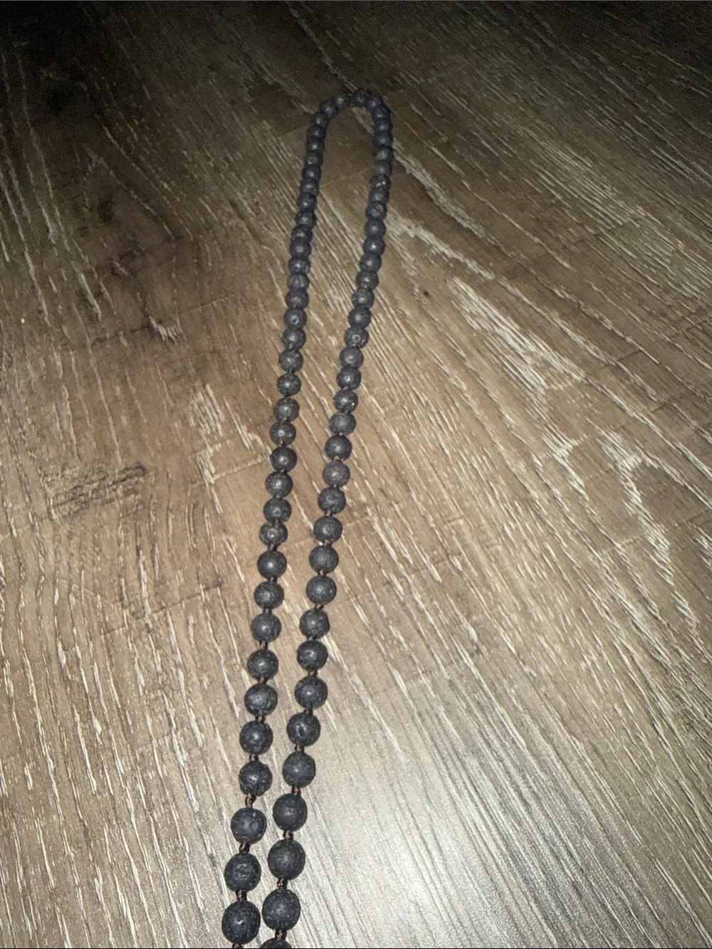 Black Beaded Necklace with Blue Agate Pendant - Men Accessories